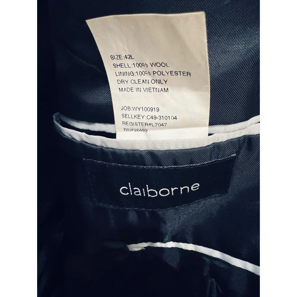 Claiborne Men's NWT Charcoal Gray Wool Blend‎ Suit Jacket Blazer 42L